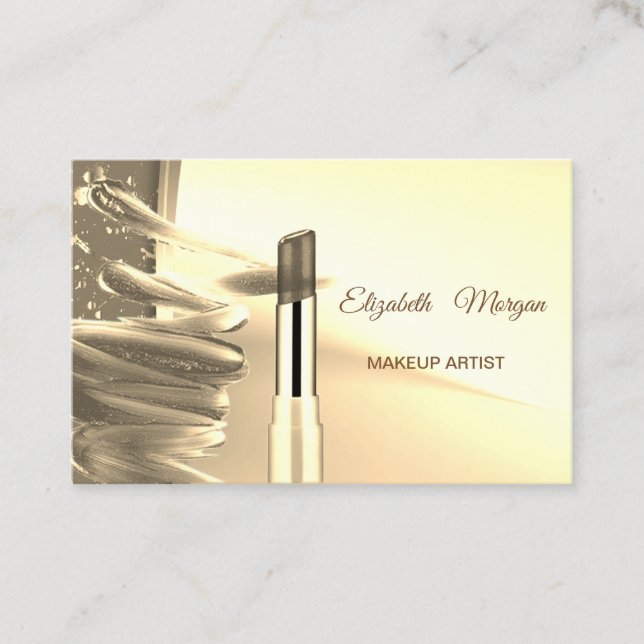 Elegant Modern Faux Gold ,Lipstick Business Card (Front)