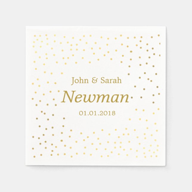 elegant modern faux gold polka dots wedding napkin (Front)