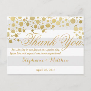 Elegant Modern Faux Gold Splatters and Stripes Postcard