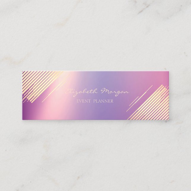 Elegant  Modern ,Faux Gold Stripes Mini Business Card (Front)