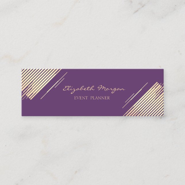 Elegant  Modern ,Faux Gold,Stripes,Violet Mini Business Card (Front)