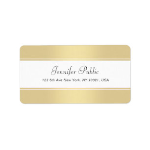 Elegant Modern Faux Gold White Handwritten Script Label