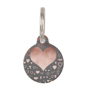 elegant modern faux rose gold hearts pattern pet tag