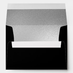 Elegant Modern Faux Silver Black Wedding  Envelope