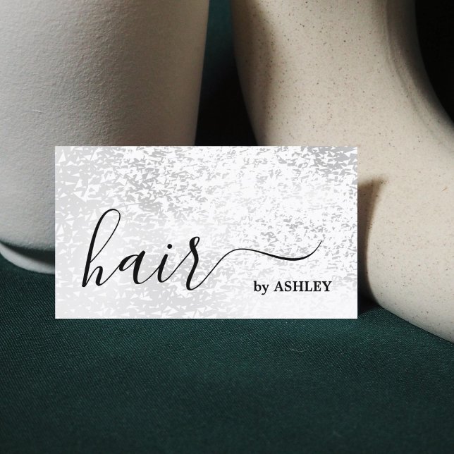 Elegant Modern Faux Silver Hair Stylist Business Card (Creator Uploaded)
