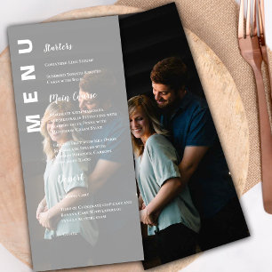 Elegant Modern Faux Vellum Photo Wedding Party Menu