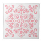 Elegant Modern Feminine Light Pink Stylish White Ceramic Tile<br><div class="desc">Beautiful crisp original modern feminine light pink decorative ornament on a white background ceramic tile. The background colour is custom and can be changed to any other. For changing the colour of the design contact the designer.</div>