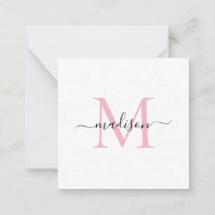 Elegant Modern Feminine Monogram Script Blush Pink Card