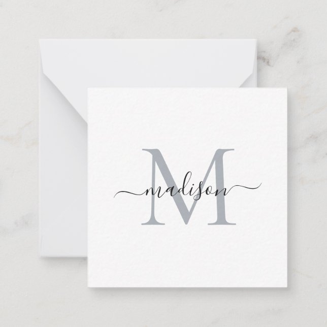Elegant Modern Feminine Monogram Script Grey Card (Back)