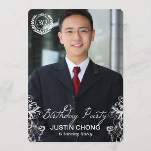 Elegant Modern Fern Photo Birthday Invitations