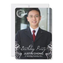 Elegant Modern Fern Photo Birthday Invitations