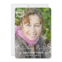 Elegant Modern Fern Photo Birthday Invitations