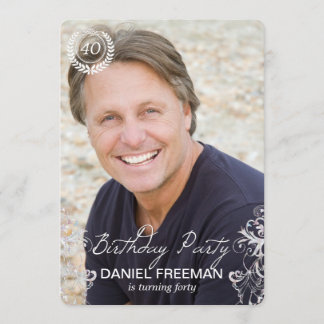 Elegant Modern Fern Photo Birthday Invitations