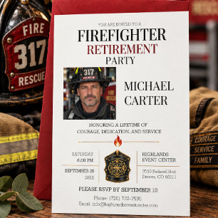 Elegant Modern Firefighter Retirement Celebration Invitation