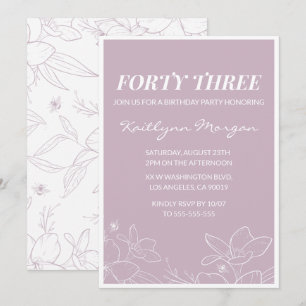Elegant Modern Floral 43rd birthday invitations