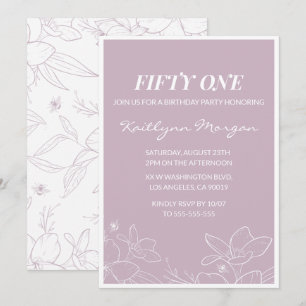 Elegant Modern Floral 51st birthday invitations