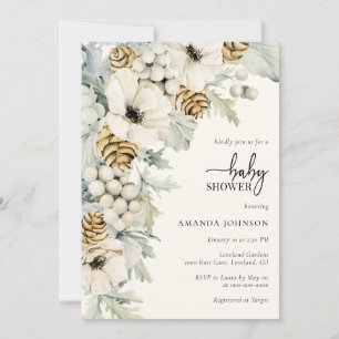 Elegant Modern Floral Baby Shower Invitation