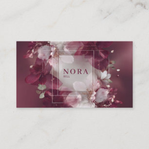 Elegant Modern Floral Burgundy & White Business Card