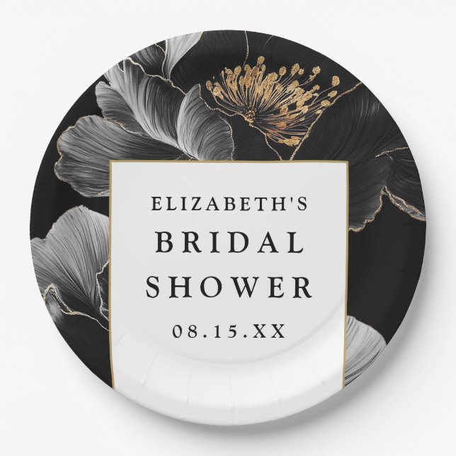 Elegant Modern Floral Chic Bridal Shower Paper Plate (Front)