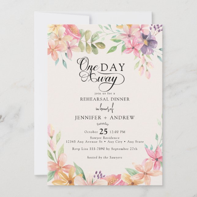 Elegant Modern Floral Classic | Rehearsal Dinner Invitation (Front)