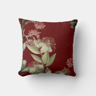 Elegant Modern Floral Design Burgundy Cushion