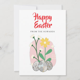 Elegant Modern Floral Easter Happy Easter Photo Holiday Card