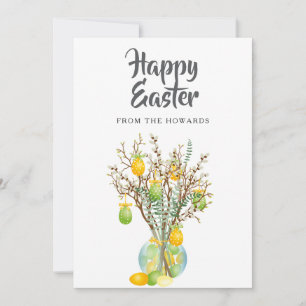 Elegant Modern Floral Easter Happy Easter Photo Holiday Card