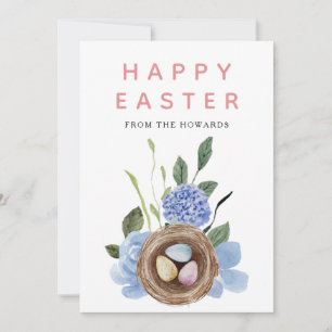 Elegant Modern Floral Easter Happy Easter Photo Holiday Card