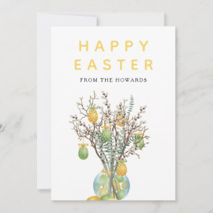 Elegant Modern Floral Easter Happy Easter Photo Holiday Card
