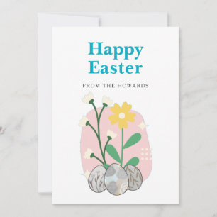 Elegant Modern Floral Easter   Happy Easter Photo Holiday Card