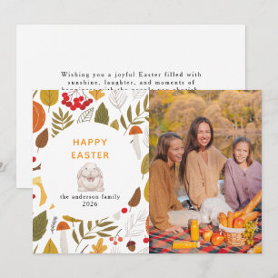 Elegant Modern Floral & Eggs Happy Easter Photo Holiday Card
