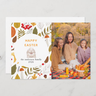 Elegant Modern Floral & Eggs Happy Easter Photo Holiday Card