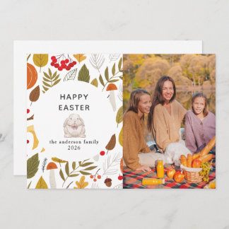 Elegant Modern Floral & Eggs Happy Easter Photo Holiday Card