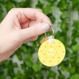 Elegant Modern Floral Feminine Typography Monogram Key Ring