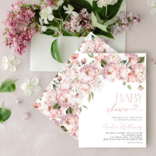 Elegant Modern Floral Girl Baby Shower Invitation