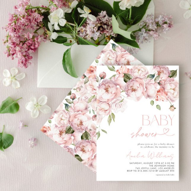 Elegant Modern Floral Girl Baby Shower Invitation (Creator Uploaded)