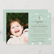 Elegant Modern Floral Girl Religious Baptism Photo