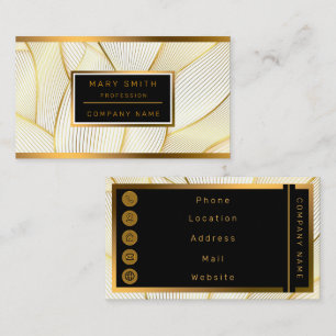 Elegant Modern Floral Gold White Line Collection Business Card