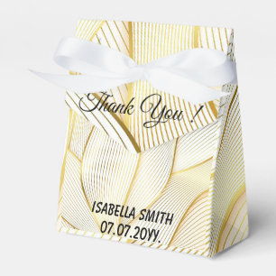 Elegant Modern Floral Gold White Line Collection Favour Box