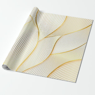 Elegant Modern Floral Gold White Line Collection Wrapping Paper
