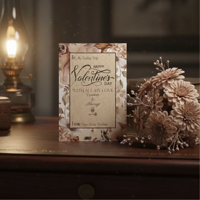 Elegant Modern Floral Happy Valentine's Day  Holiday Card (Creator Uploaded)