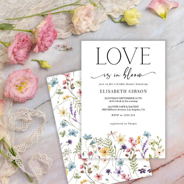 Elegant Modern Floral Love in Bloom Bridal Shower Invitation (Creator Uploaded)