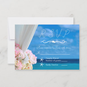 Elegant Modern Floral Ocean Beach Summer RSVP Card