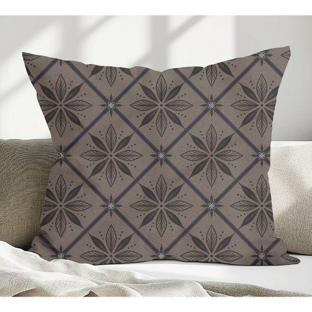 Elegant Modern Floral Pattern Brown Cushion (Creator Uploaded)