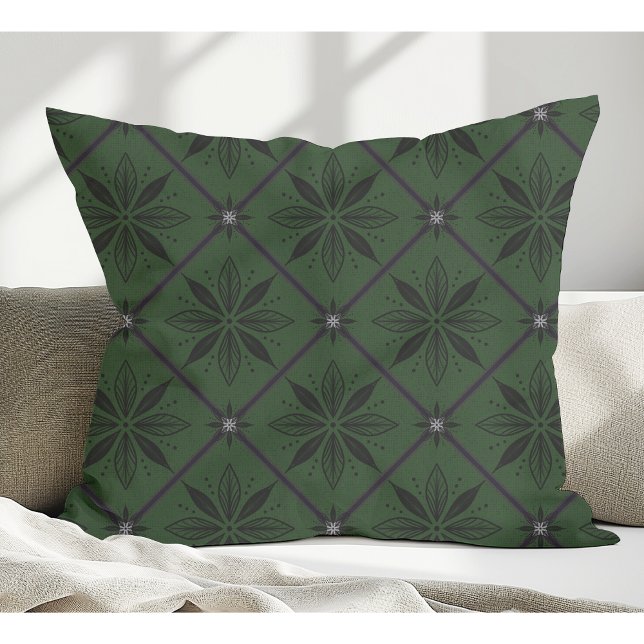 Elegant Modern Floral Pattern Green Cushion (Creator Uploaded)