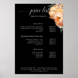 Elegant, Modern, Floral Peony price list    Poster