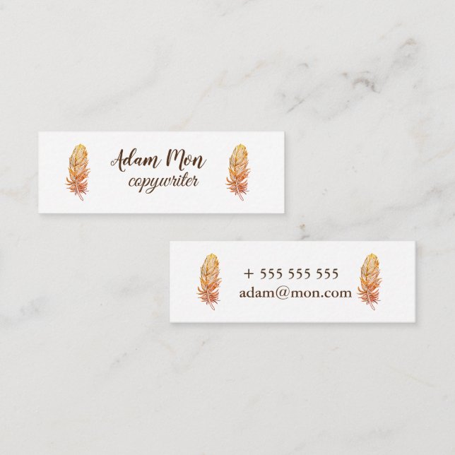 Elegant Modern Floral Photo Mini Business Card (Front/Back)