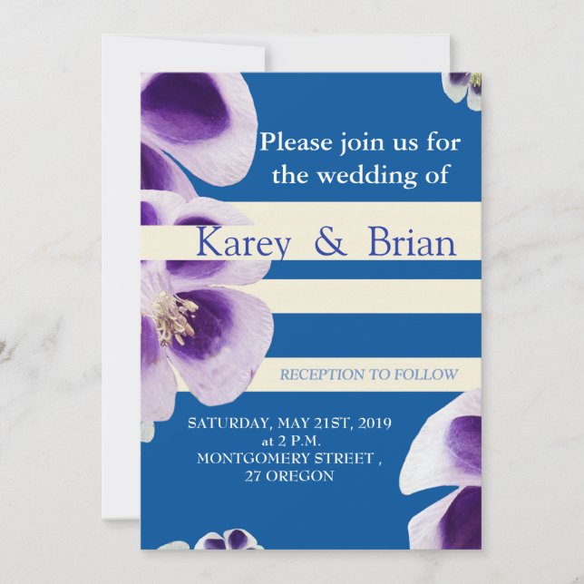 Elegant Modern Floral Photo, Wedding Invitation (Front)
