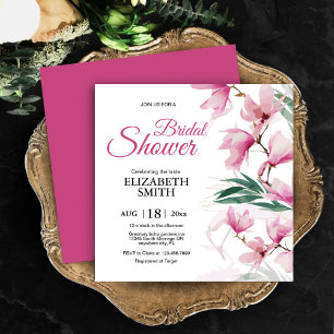 Elegant Modern Floral Pink Greenery Bridal Shower Invitation