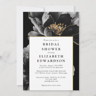 Elegant Modern Floral QR Code Bridal Shower Invitation